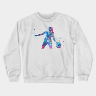 Girl Basketball Player With Ball Crewneck Sweatshirt